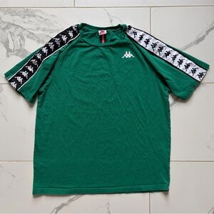 Kappa 222 Banda Coen Slim T Shirt Tee Size M Green White Logo Tape Sleeves